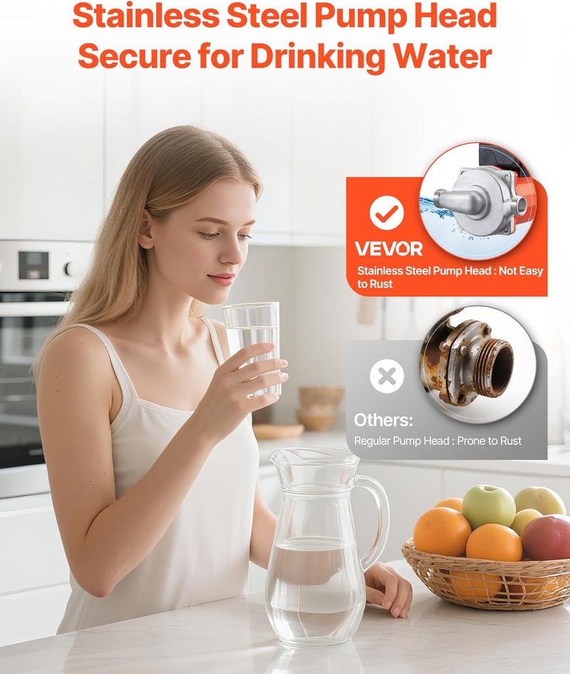 VEVOR مضخة إعادة تدوير المياه الساخنة، 10 جالون في الدقيقة، نظام مضخة تدوير فوري، تحكم بسرعة 3، 0.13 حصان، 110-120 فولت، محول NPT 3/4 بوصة إلى NPT 1/2 بوصة، رأس من الفولاذ المقاوم للصدأ، لمدافئ المياه - Image 5